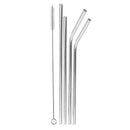 Stainless Steel Metal Drinking Straw Reusable Bar Cocktail Stirrer Eco Friendly Straws Set With Brush