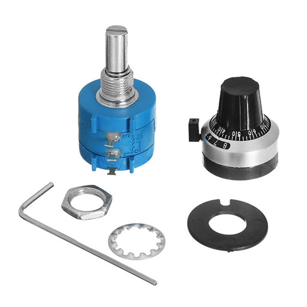 3590S-2-103L 10K Ohm 2W Multi Turn Wirewound Potentiometer With 10 Turns Counting Dial Knob Set