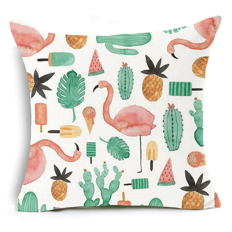 Honana 45x45cm Pillow Case Home Decoration Flamingo Palm Leaf Design 16 Optional Patterns