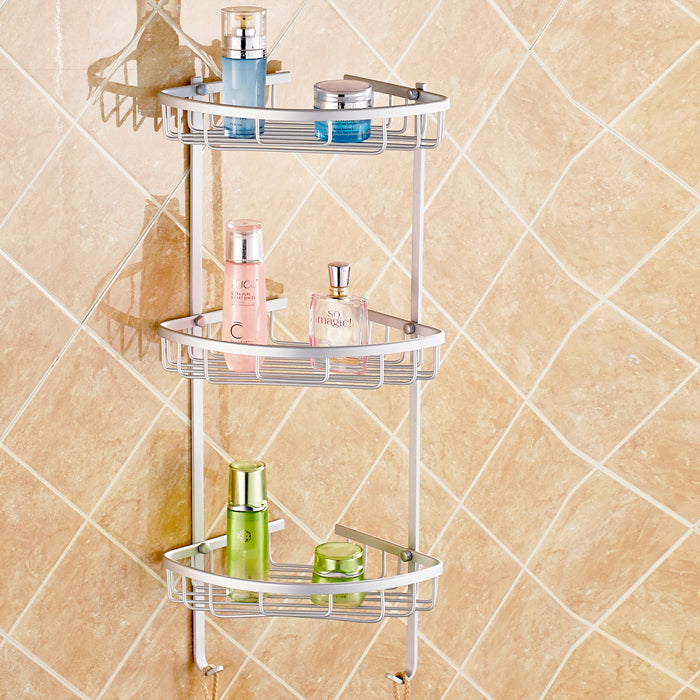 Aluminium Wall Mounted Bathroom Corner Shower Caddies Storage Shelf Rack Holder