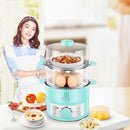 LIFE ELEMENT Egg Steamer Stainless Steel 600W Timing Egg Cooker Double-decker Mini Breakfast Machine
