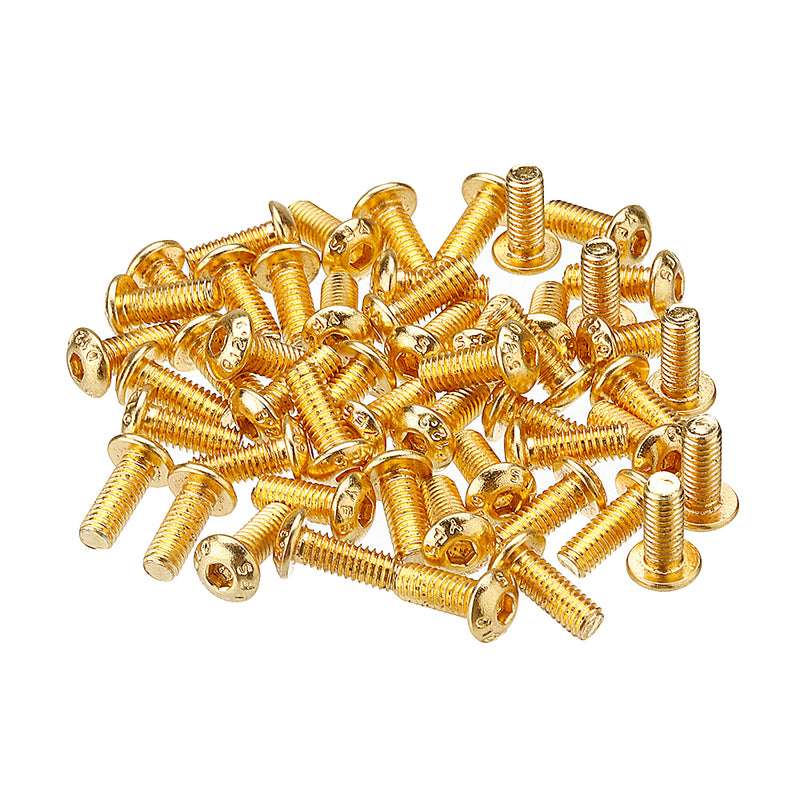 Suleve M2.5AH1 50Pcs Titanium Plated M2.5 Hex Socket Button Head Screws Alloy Steel 12.9 Grade Screw Bolt 5-14mm