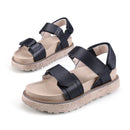 Women Rome Sandals Spring Autumn Leather Round Head Flat Platform Shoes Comfortable Non-slip