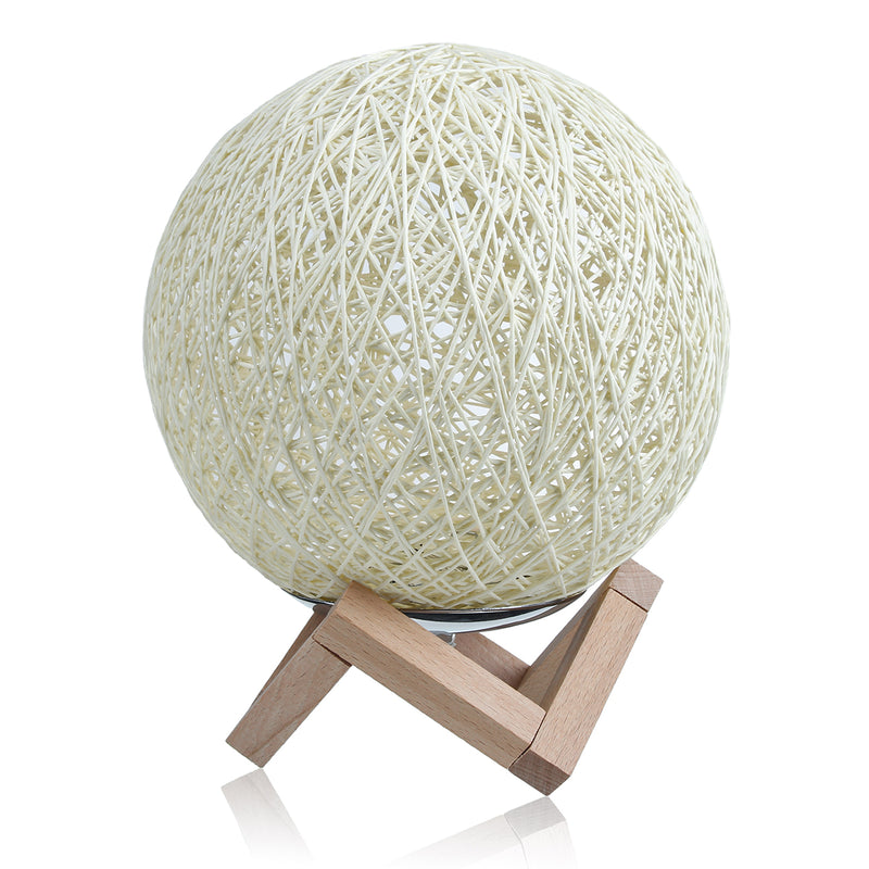 USB Wooden Rattan Table Light Dimming Desk Bedroom Night LED Ball Home Decorations