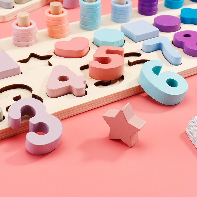 Wooden Toys Rings Montessori Math Toys Counting Board Preschool Learning Gifts