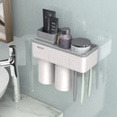 Automatic 1/2/3Cup Magnetic Toothbrush Holder Cups Wall Mount Stand Bathroom Tools No Punching