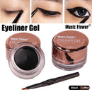 Music Flower Coffee Black Eyeliner Gel Waterproof Makeup Eye Liner With Brush