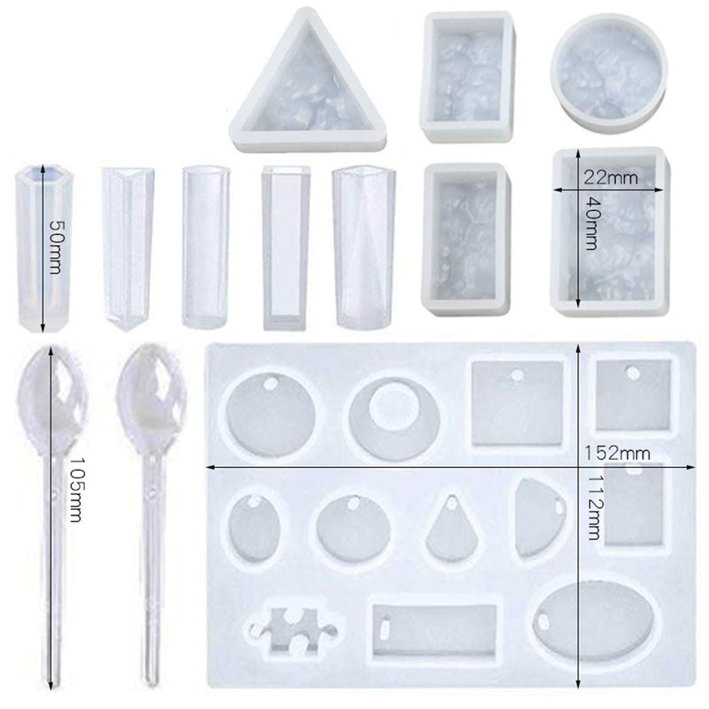 13Pcs/Set Silicone Mold Making Jewelry Set Polymer Resin Mould Agate Tool Craft
