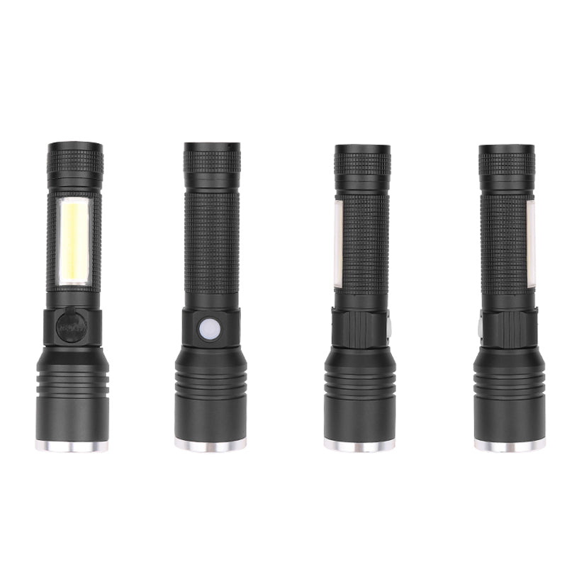 XANES 1295 T6 + COB 1000Lumens 5 Modes USB Rechargeable Telescopic Zoomable LED Flashlight