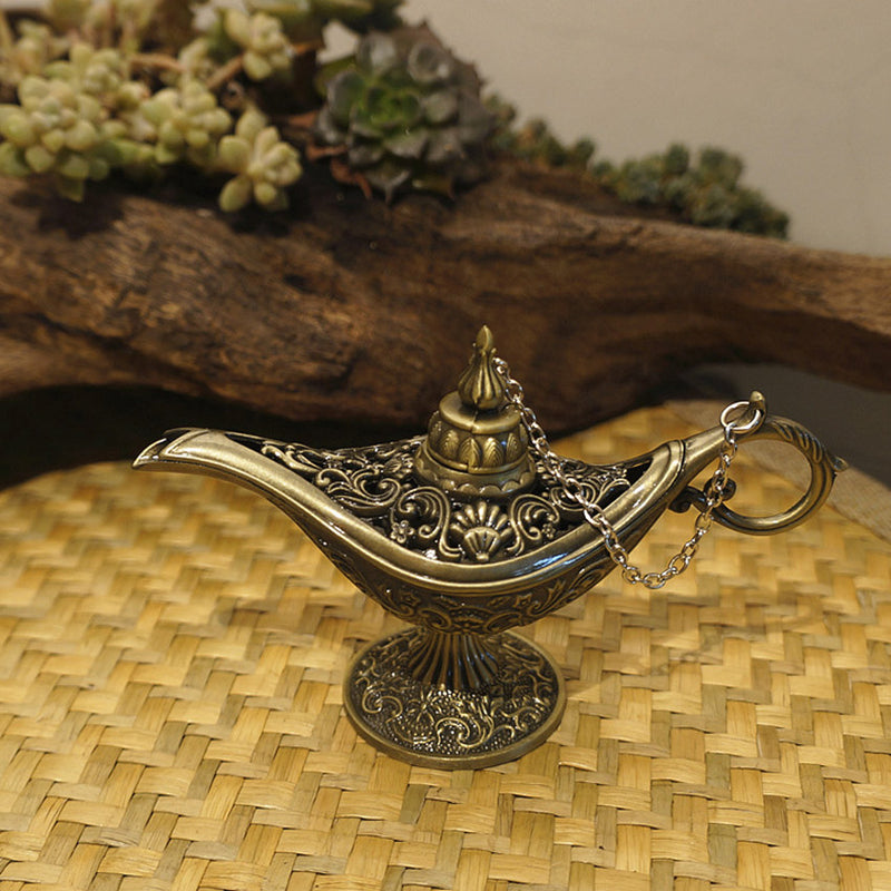 12X4X7.5CM Hollowed-out Carving Retro Classic Aladdin Wishing Lamp Furnishing Articles