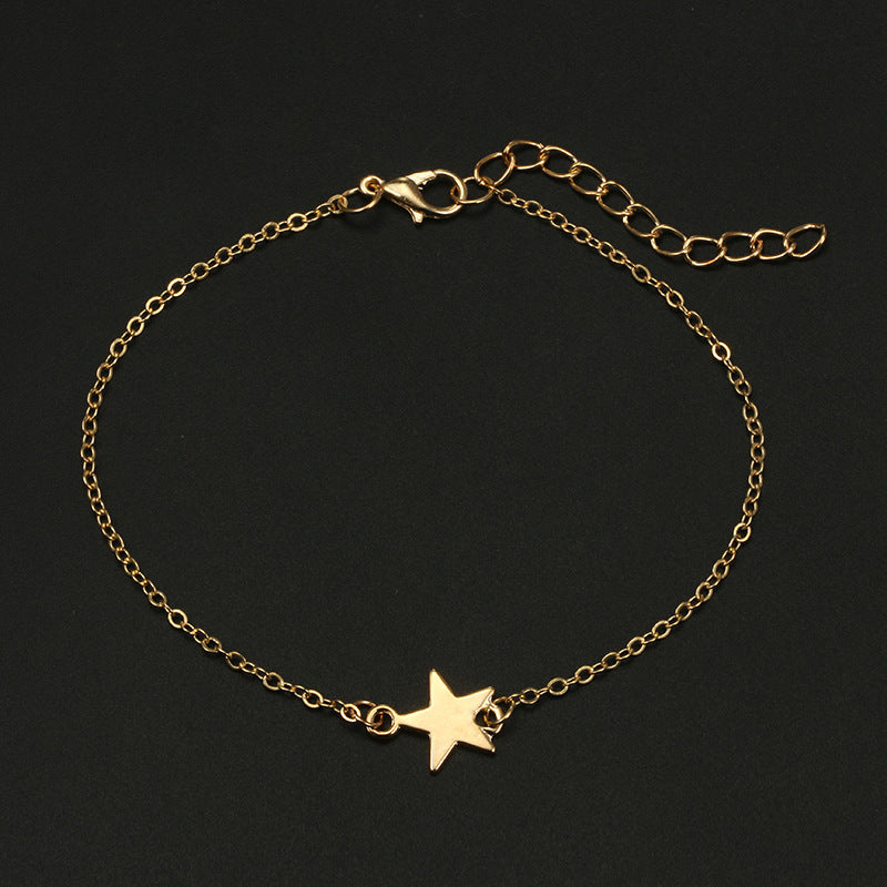 Trendy Multi-layer Anklet Moon Star Pearl Pendant Chain Anklet Bohemian Jewelry for Women