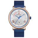 NAVIFORCE 3006 Waterproof Calendar Quartz Watch Mesh Steel Business Style Men Wrist Watch