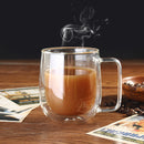 300ML Glass Coffee Tea Cup Heat Resistant Double Layer Glass Handle Double Wall