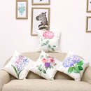 Imitation Silk Cushion Cover Green Leaf Flowers Waist Pillow Case Home Car Sofa Decor