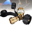 Outdoor Camping Stove Converter Brass Y-Splitter Tee Adapter Connector With Propane Tank Gauge