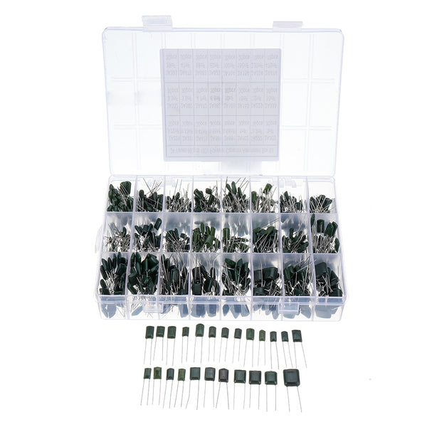 660pcs 24Value Capacitor Kit 100V 2A221J to 2A474J Polyester Film Capacitor Assorted Kit 0.47nF 0.68nF 1nF 2.2nF Capacitors