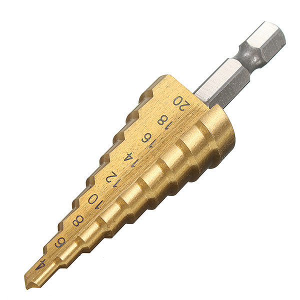 3pcs HSS Step Cone Drill Bit Titanium Hole Cutter Set 3-12/4-42/4-20mm