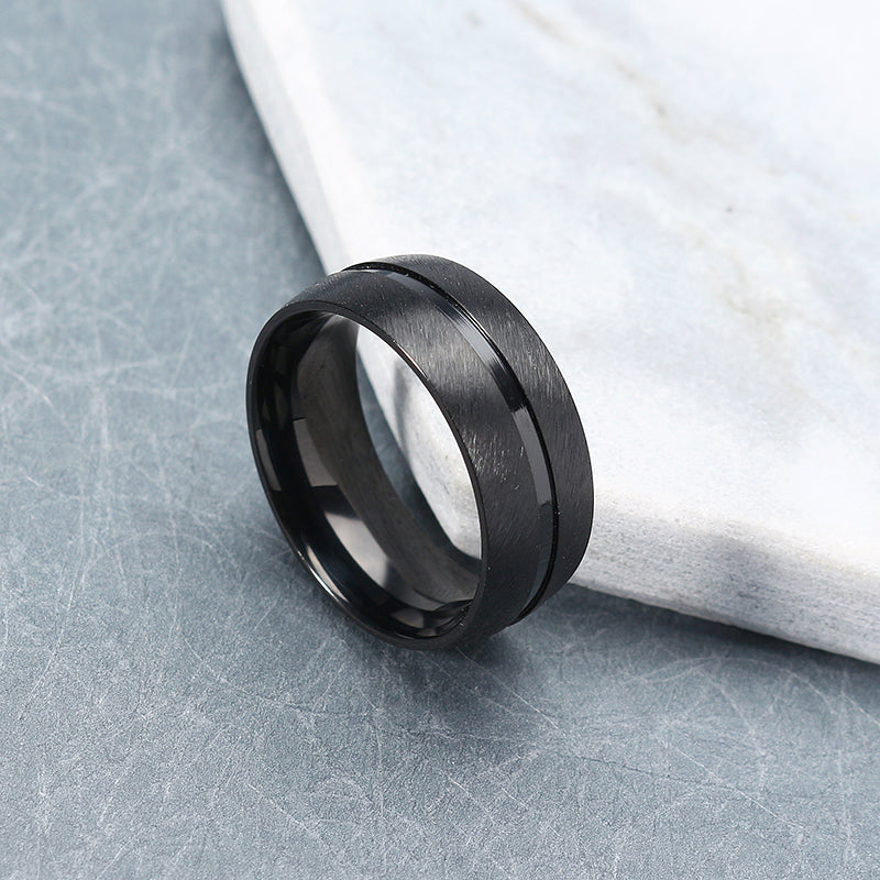 8mm Black Stainless Steel Men Ring Jewelry Clothing Accessories