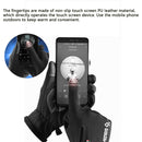 Touch Screen Gloves Zipper Thermal Winter Sports Skiing Warm Mittens PU Leather Black