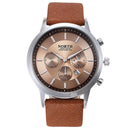 NORTH 6009 Fashion Men Quartz Watch Casual Decorative Little Dails Leather Strap Wristwatch