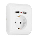 Excellway 250V 2.4A Dual USB Ports Wall Socket Switch Charger EU Plug Mount Power Adapter Outlet Panel