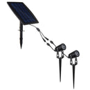 Solar Powered Two Spotlights LED Waterproof Outdoor Garden Lawn Yard Porch Walkway Lamps