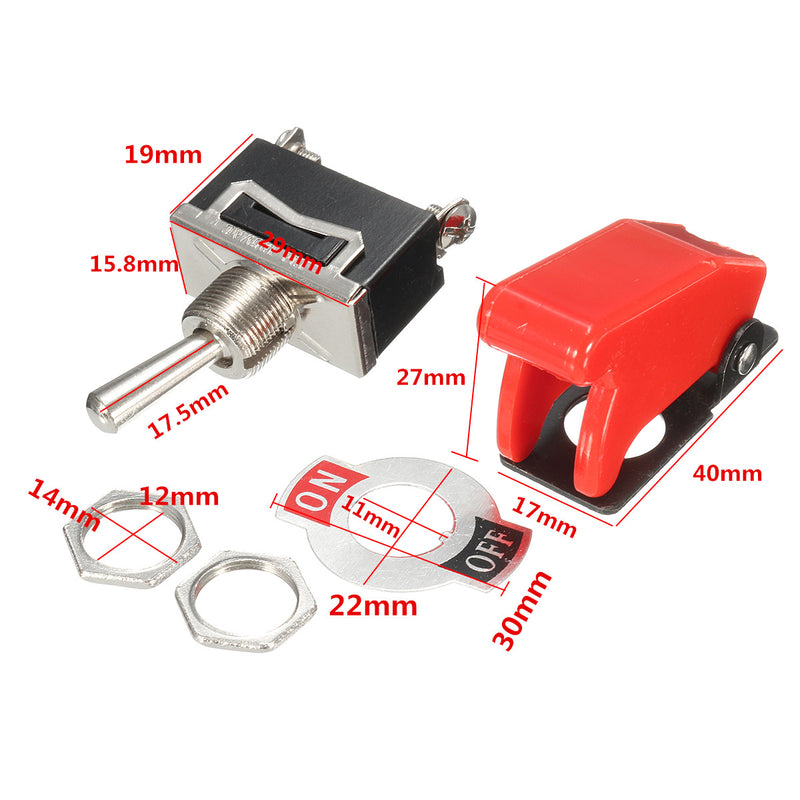 Excellway 12V Heavy Duty Toggle Switch Flick ON/OFF Car Boat Light Switch Spst With Missile Cover