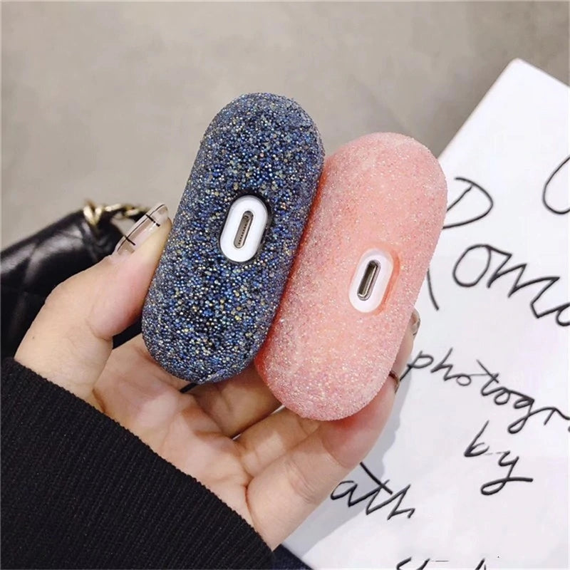 Bakeey Luxury 3D Cute Matte Particles Glitter Bling Sequins Diamond Shockproof Anti-drop Earphone Storage Case for Apple Airpods 3 Airpods Pro 2019