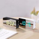 Loskii Mirror Alarm Clock USB Charging Snooze Voice Control Makeup Mirror LED Color Clock