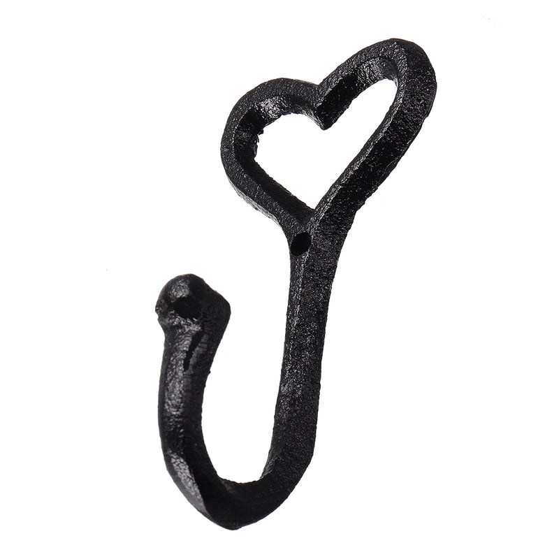 Black Loveheart Cast Iron Key Coat Hook Wall Mounted Heart Hanger Home Decor
