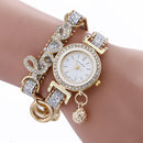 Fashion Luxury Women Watch Love Word Leather Strap Ladies Bracelet Quartz Watch