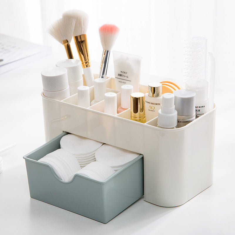 Multi-functional Plastic Cosmetic Storage Box Jewelry Box With Small Drawer Desk Sundries Storage Co