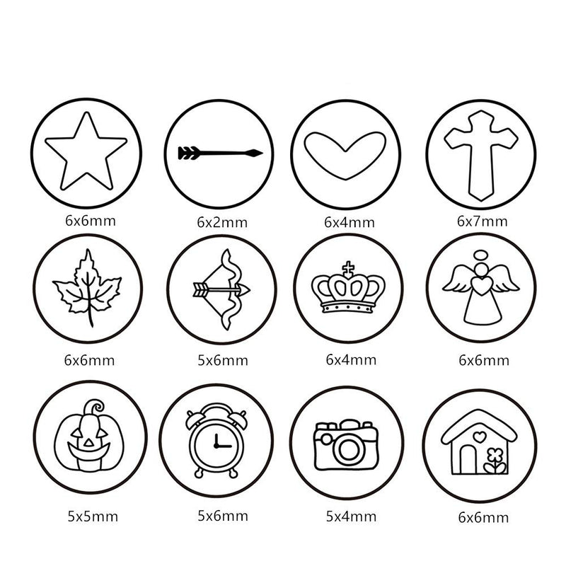 BENECREAT 12 PCS (6mm 1/4") Metal Design Stamps Punch Stamping Tool Electroplated Hard Carbon Steel Tools Stamp/Punch Metal Jewelry Leather Craft Tool