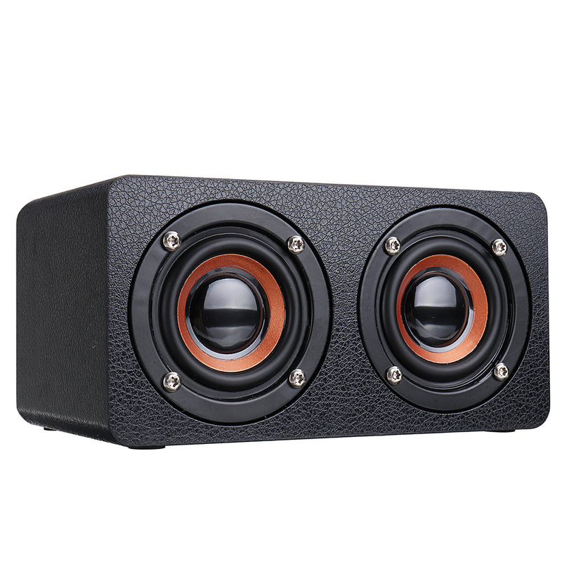Wooden Stereo Bass bluetooth 4.2 Speaker Audio Music Box with Mini Microphone