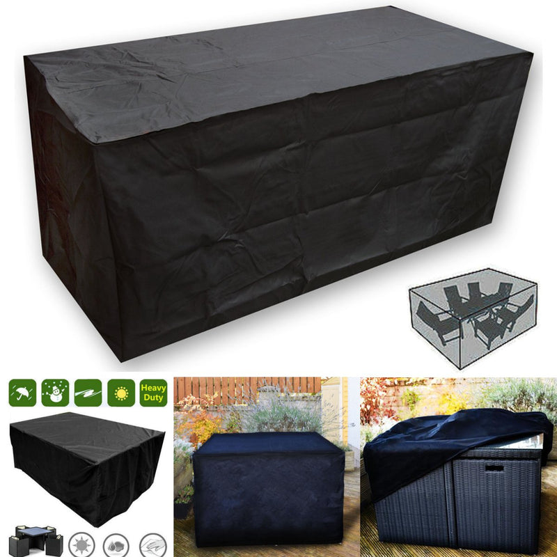 OxbridgeBlack Waterproof Rattan Cube Outdoor Garden Patio Furniture Table Set Cover Protection