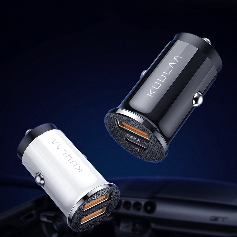 KUULAA 48W QC4.0 PD3.0 Dual Output Smart Mini Car Charger for Samsung S10 9 Xiaomi Redmi Note8 for iPhone Mobile Phone