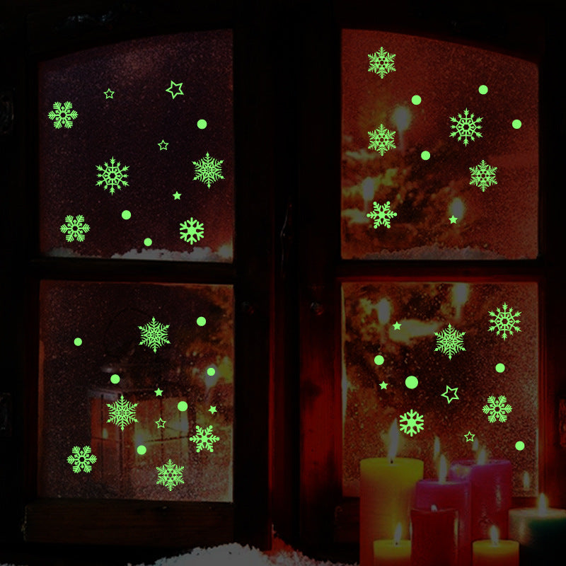Creative Snow Fluorescent Luminous Paste Stickers Night Light Living Bedroom Decorative Wall Sticker