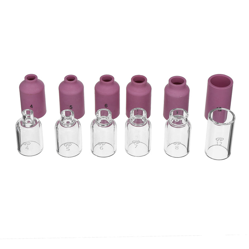 WP17/18/26 Argon Arc Welding Series 1.0mm/1.6mm/2.4m/3.2mm Specification Transparent Glass/Porcelain Mouth High Temperature Argon Arc Welding Torch 38 Sets