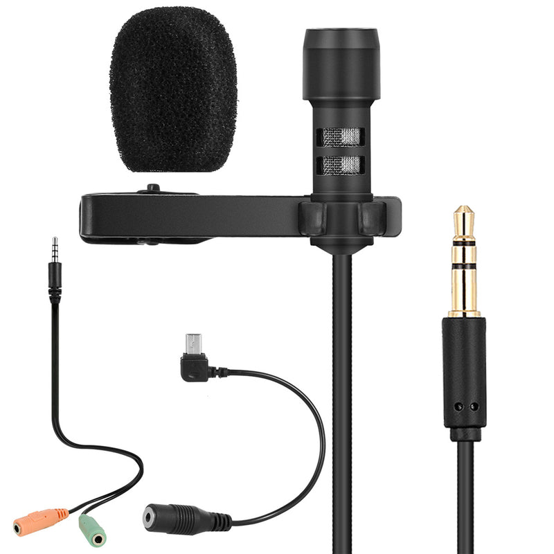 Yanmai R955 Lavalier Omnidirectional Double Condenser Microphone Clip-on Lapel Condenser Microphone For Gopro Camera Phones