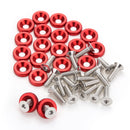 20Pc M6 Billet 6061 Aluminum Bumper Washer with Bolt Red