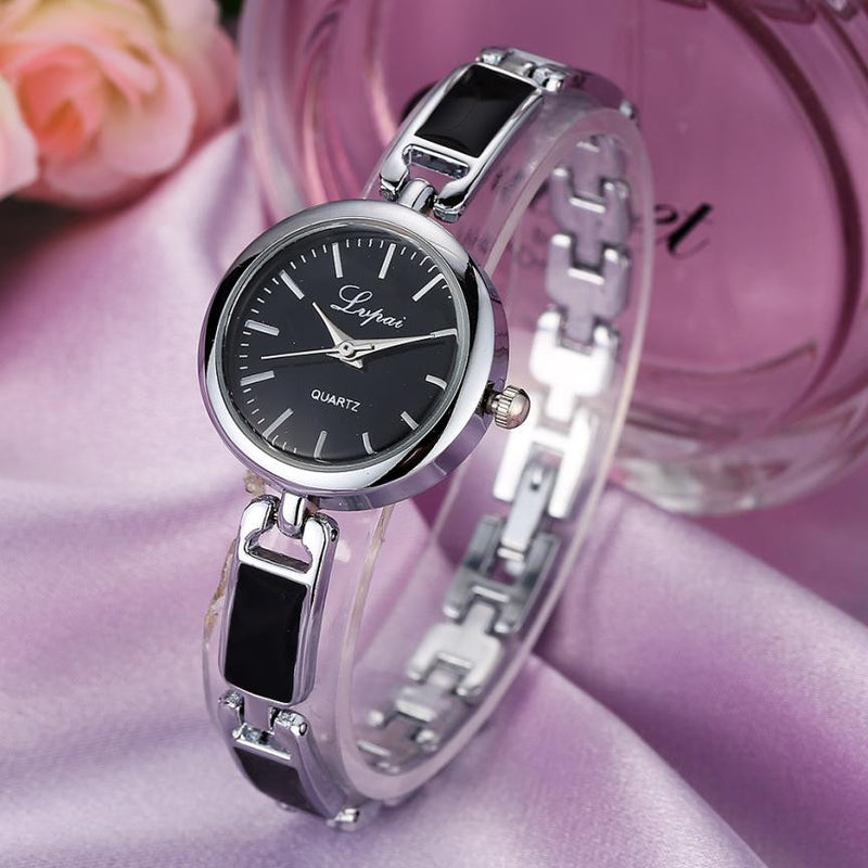 LVPAI Stainless Steel Rhinestone Women Bracelet Watch Elegant Design Quartz Watch