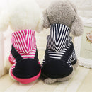 Pet Dog Winter Cotton Clothes Warm Soft Straps Stripe Color Hoodie Coats With Hat In All Size