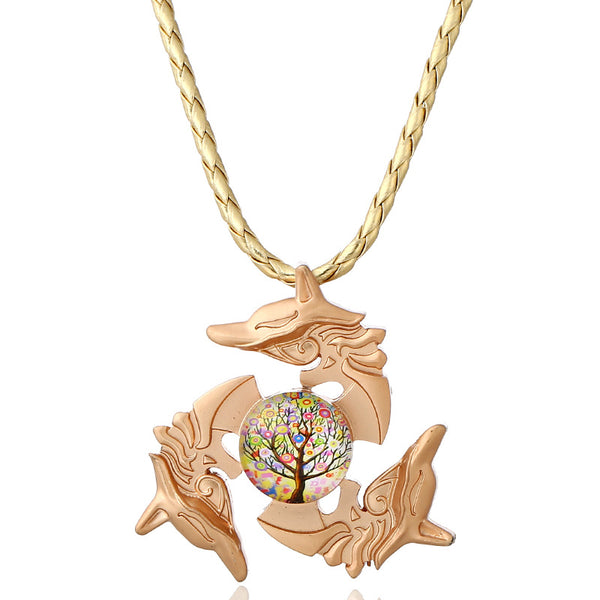 Unisex Fidget Spinner Dragon Necklace Pendant Necklace for Men Women