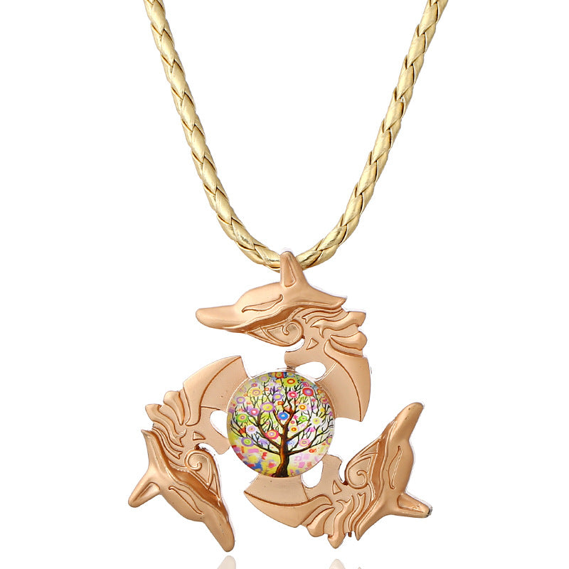 Unisex Fidget Spinner Dragon Necklace Pendant Necklace for Men Women