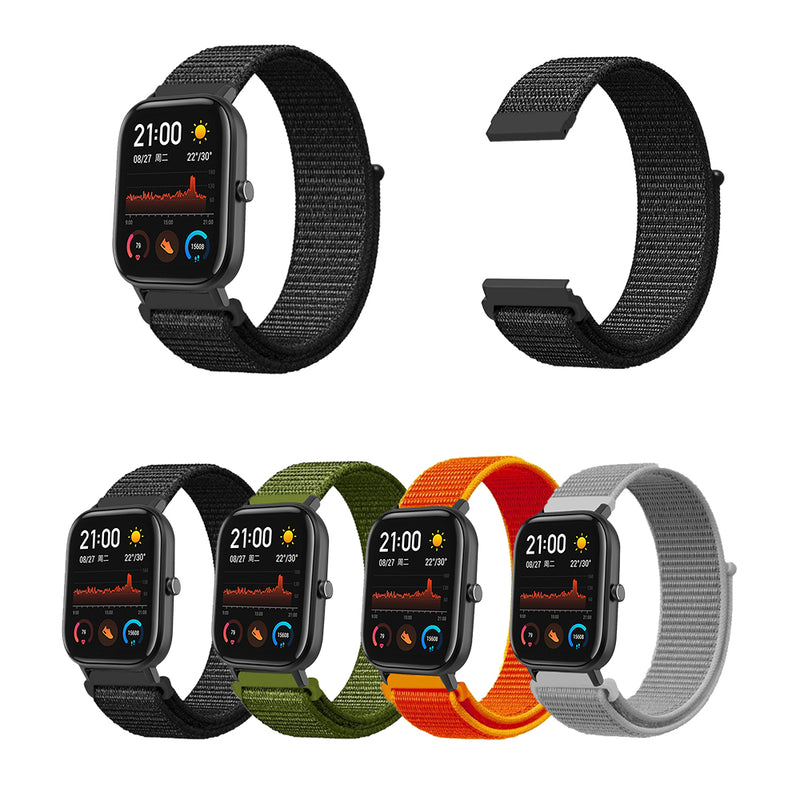 20mm Nylon Canvas Watch Band Watch Strap Replacement for Amazfit GTS Smart Watch