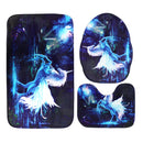 Bathroom Horse Shower Curtain Toilet Cover Mat & Pedestal Rug Mat & Bath Nonslip Mat