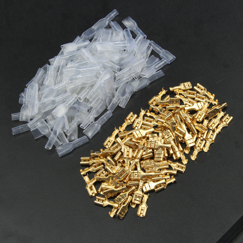 100pcs Copper 4.8mm Female Spade Crimp Terminals 22~16AWG