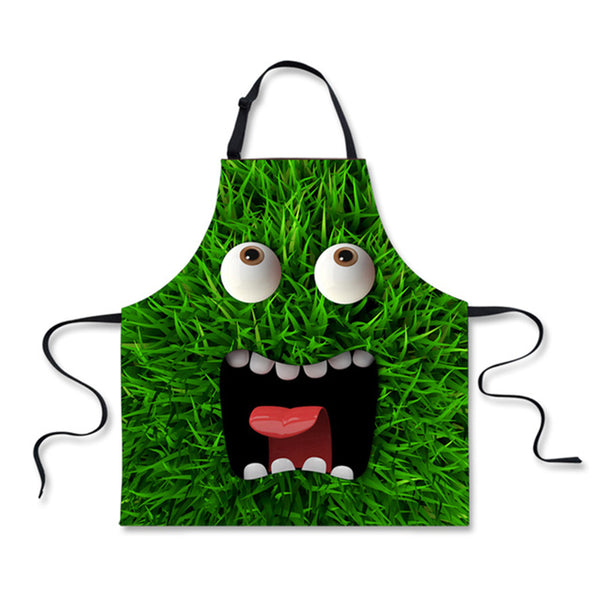 Honana 3D Emoji Green Kitchen Aprons for Women Men 3D Emoji Cooking Apron Funny Bib Apron