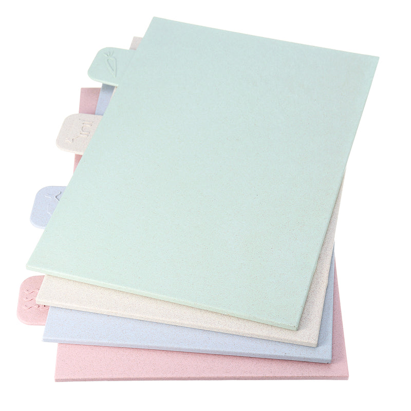 Color Coded Cutting Board Set of 4 Chopping Kitchen Non Slip Wheat Straw
