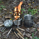 Camping Stove Set Portable Wood Burning Furnace Picnic Pot Portable Stainless Steel Cookware